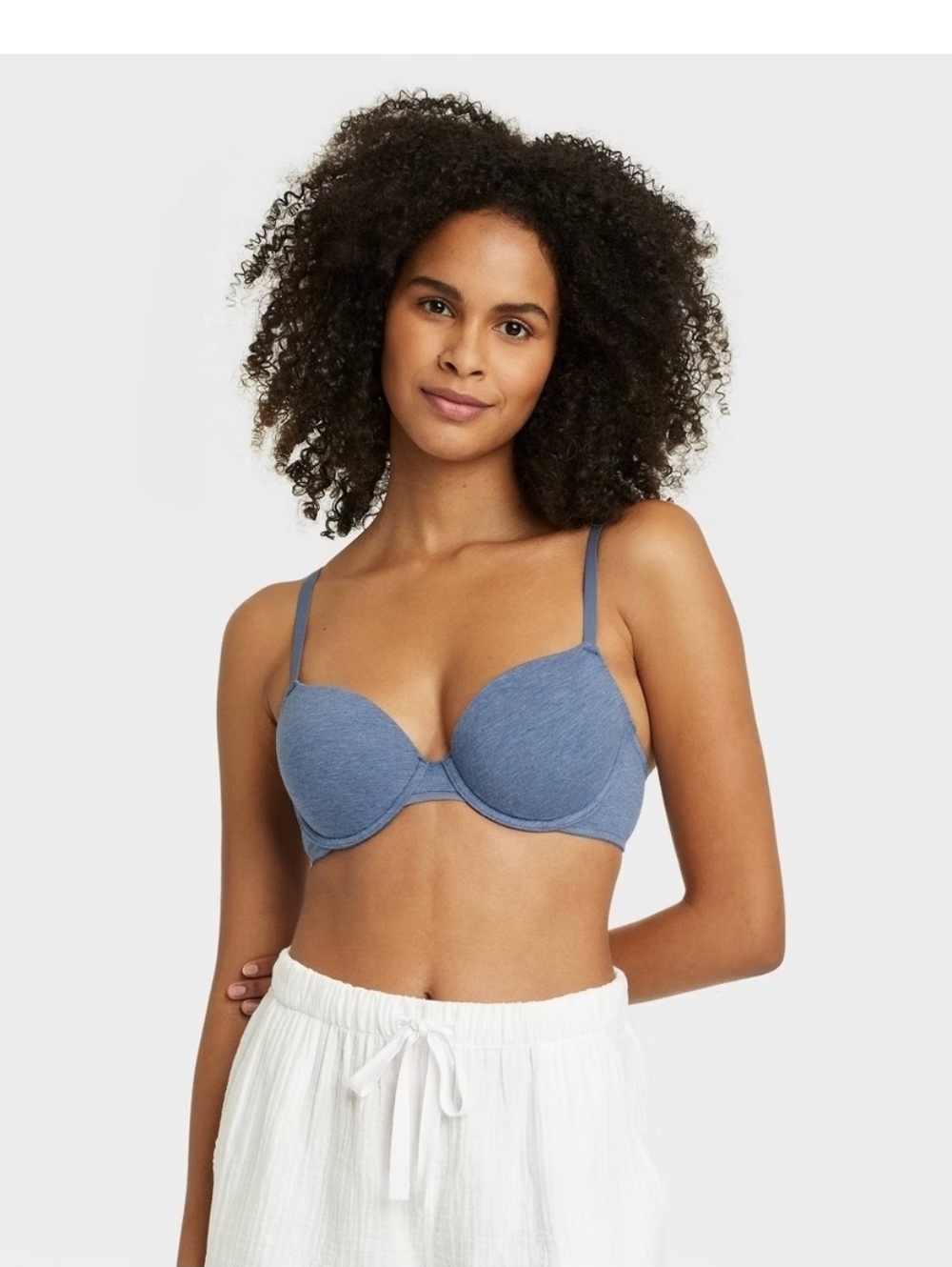 Auden The Everyday Lightly Lined Demi Coverage T-Shirt Bra size 36D - Blue
